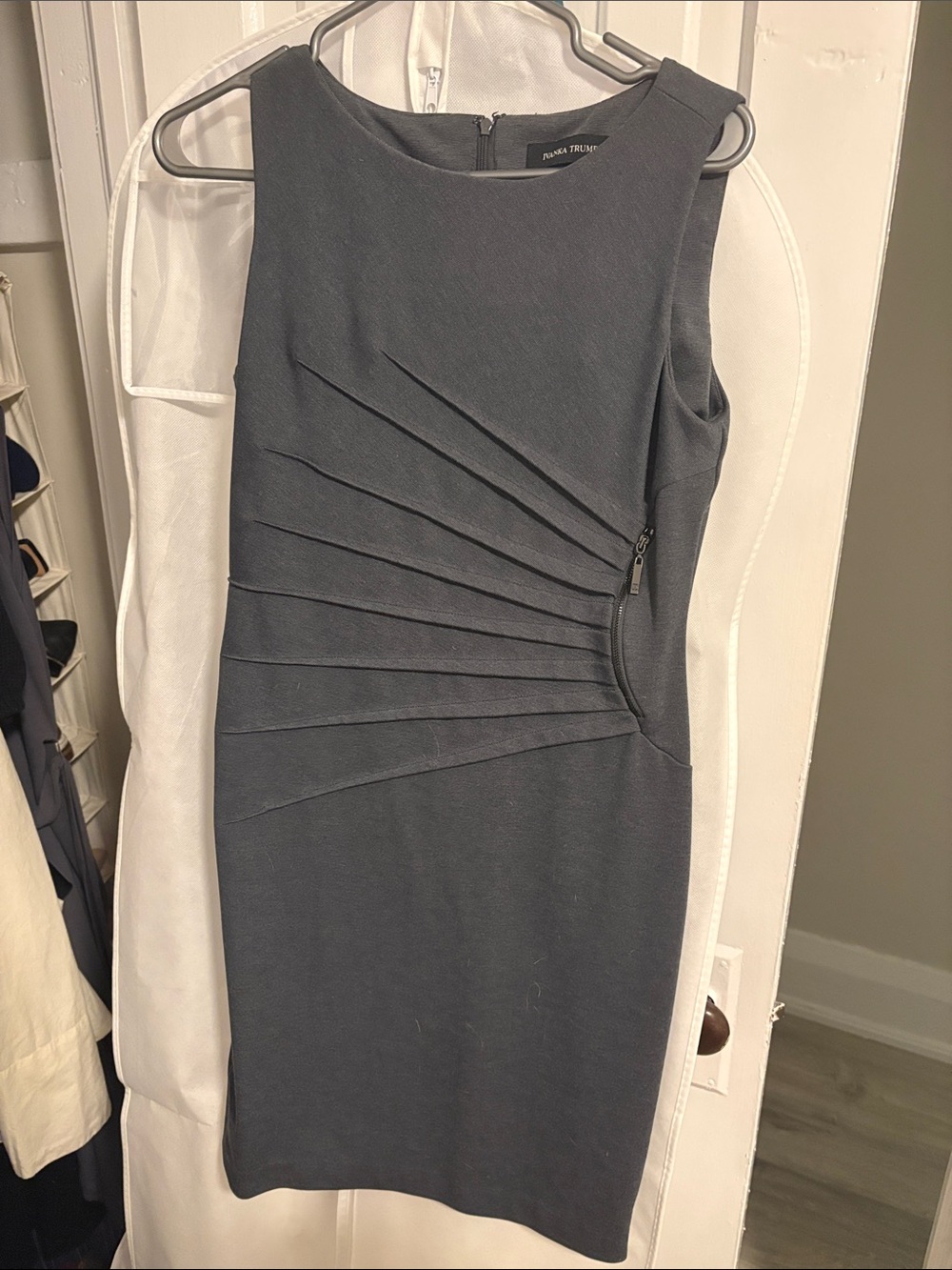 Professional Sleeveless Pleated Sheath Dress